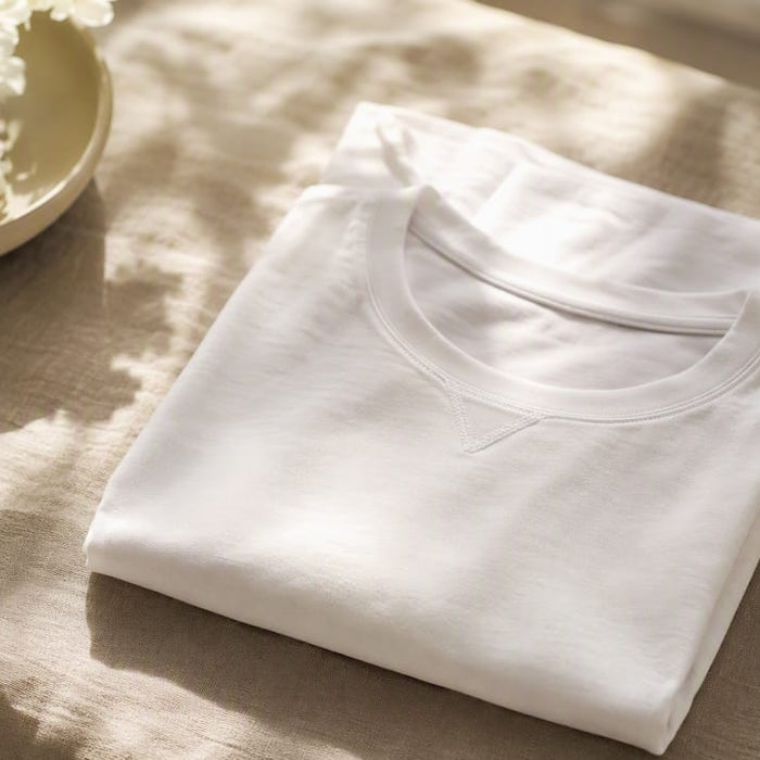Luxury folded white men's tee flat lay