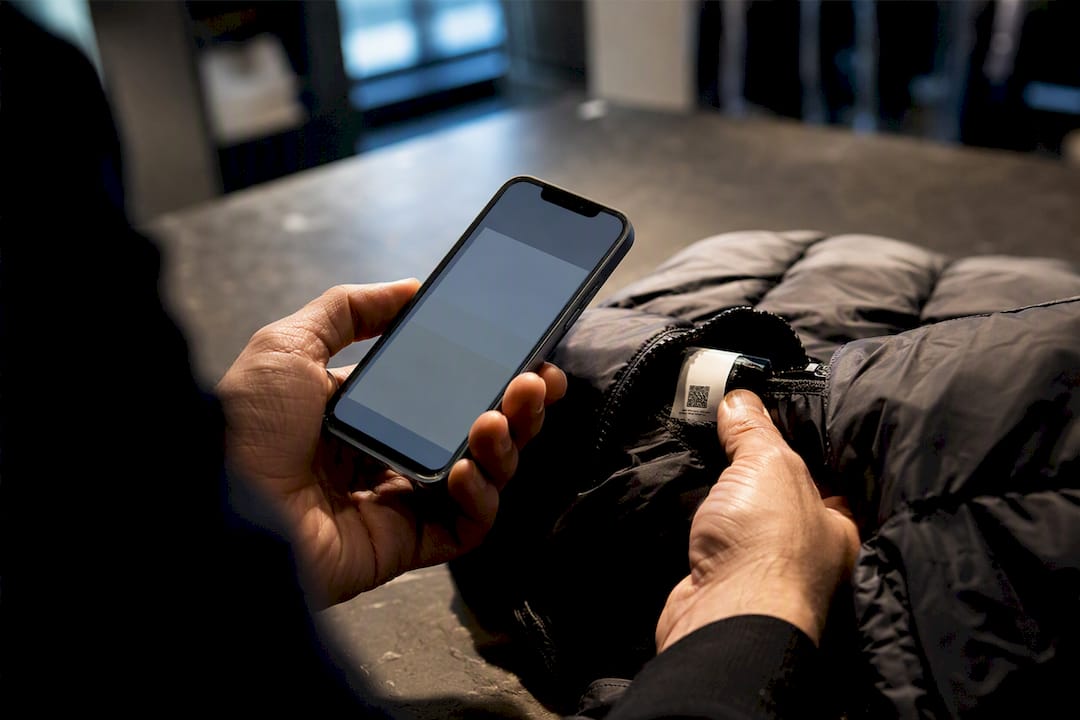 Buyer checking garment security code