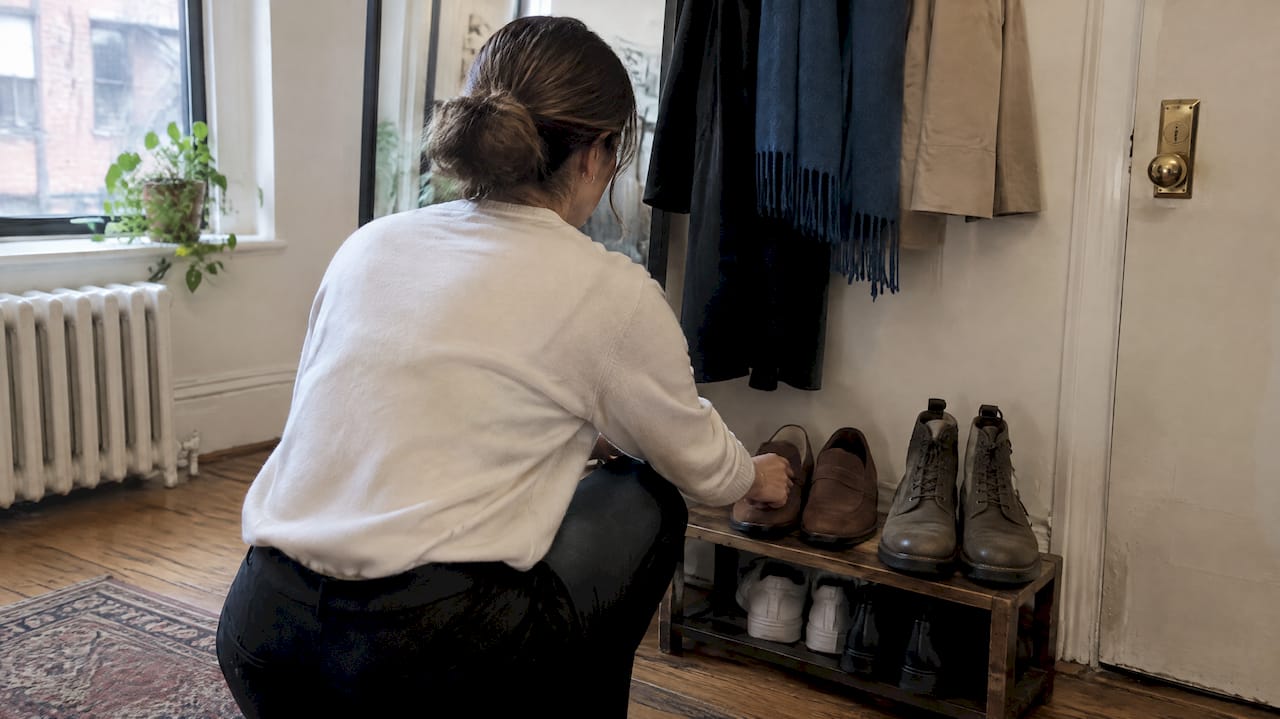 Suede loafers beside nubuck boots