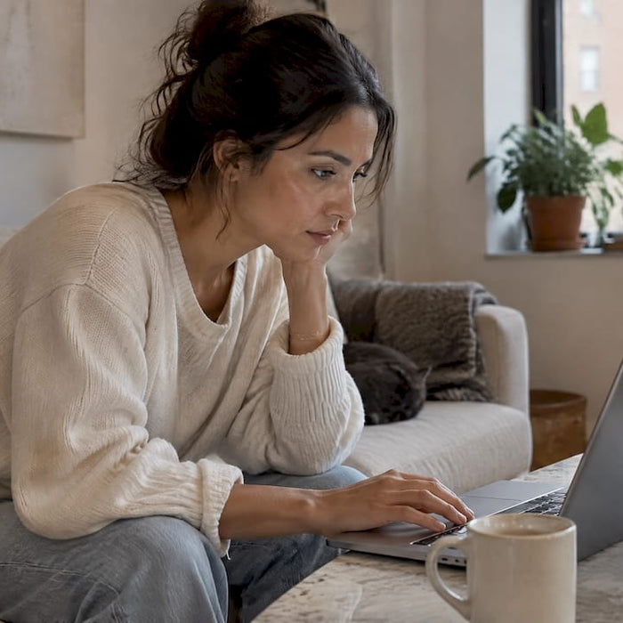 Shopper comparing designer fashion online