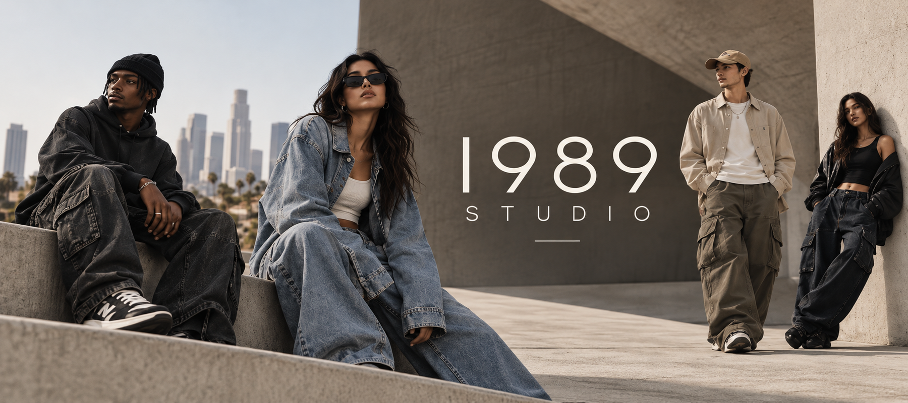 Explore the 1989 Studio Selection from Italy at urbalenti with contemporary models showcasing urban streetwear against a modern city backdrop; discover the 1989 Studio selection for confident everyday style.