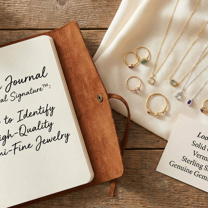 High-quality demi-fine jewelry — gold vermeil, sterling silver and gemstone pieces