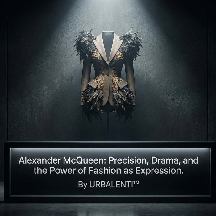 Alexander McQueen designer fashion — precision tailoring and dramatic silhouettes at URBALENTI NYC