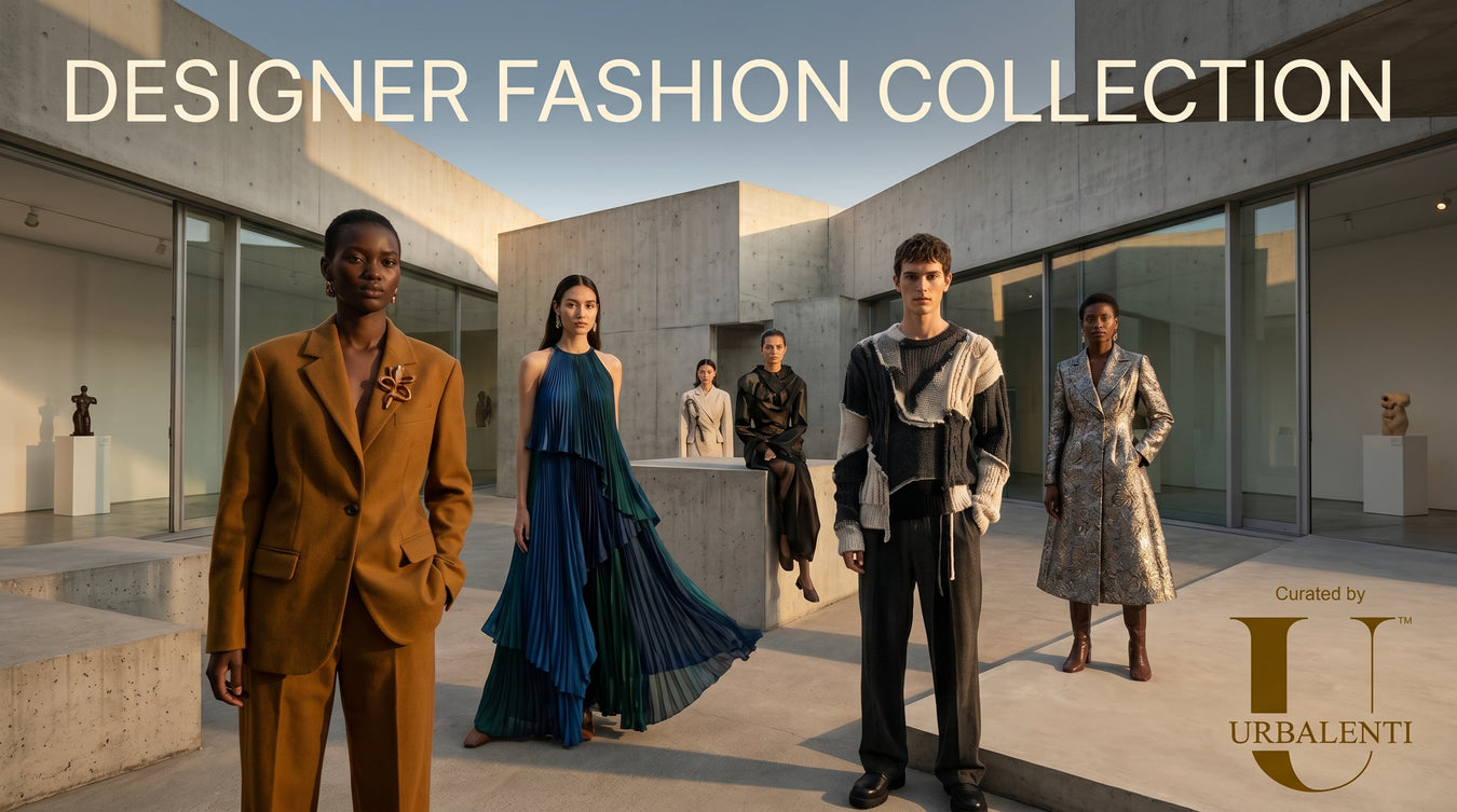 A stylish group showcasing a range of contemporary looks in the Designer Fashion Collection. This image highlights the essence of authentic designer fashion shipped from Milan, highlighting polished elegance and modern refinement.