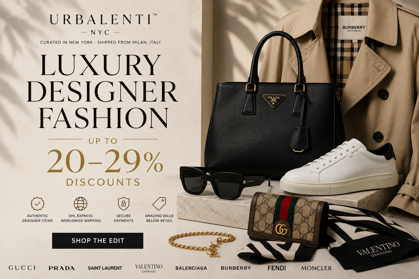 Luxury Designer Fashion — Up to 20–29% Discounts