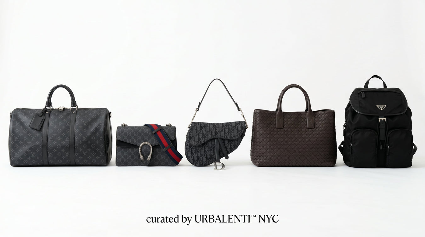 Explore the elegance of Men's New Designer Bags featuring a collection including luxury travel duffel, chic crossbody, stylish half-moon shaped satchel, sophisticated tote, and a versatile backpack, all curated by URBALENTI™ for a refined everyday style.