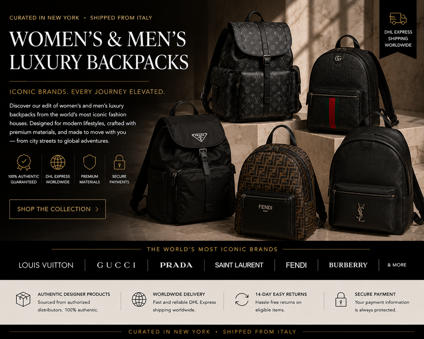 A curated collection of Women's and Men's Luxury Backpacks featuring iconic designs from top brands. Discover high-fashion backpacks crafted from premium materials, ideal for style and practicality.