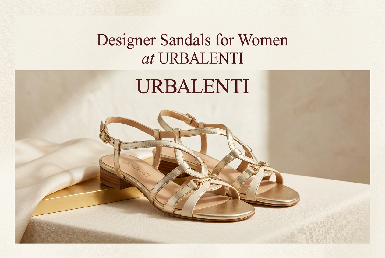 Designer Sandals for Women featuring elegant gold strappy sandals displayed in a refined luxury setting—Shop online Designer Sandals for Women shipped from Italy at URBALENTI.