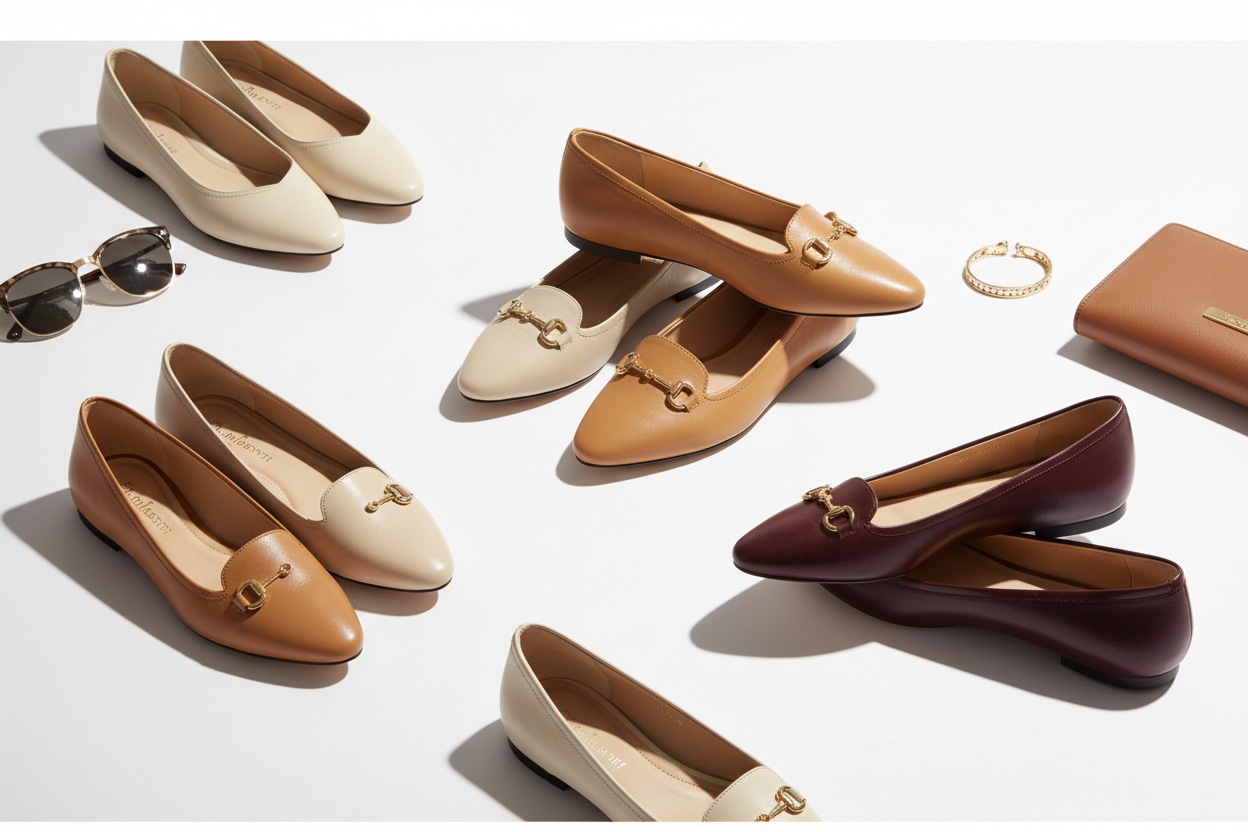 Designer Flats collection featuring luxury leather ballet flats and loafers in neutral and burgundy tones, Shop online shipped from Italy Designer Flats for Men and Women at Urbalenti.