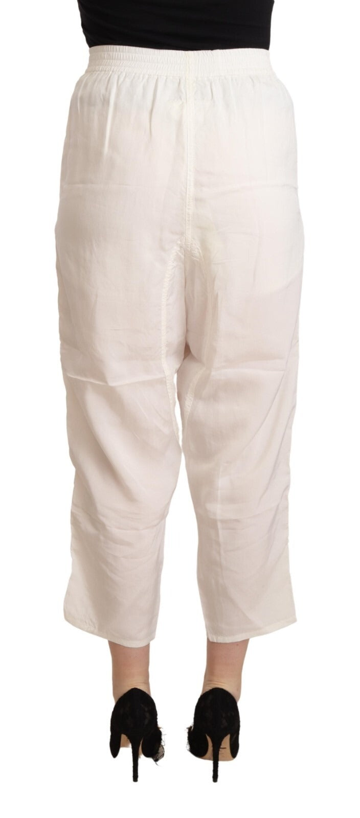 Calças cropped brancas de cintura alta para mulheres da Maison Margiela