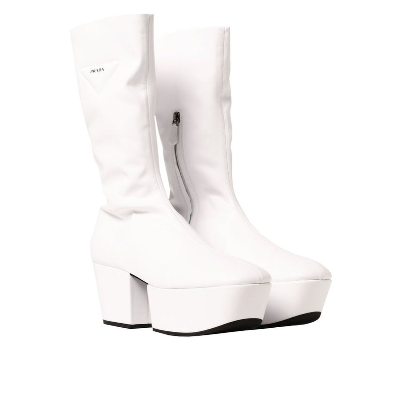 Prada White Polyethylene Lace-Up Boots