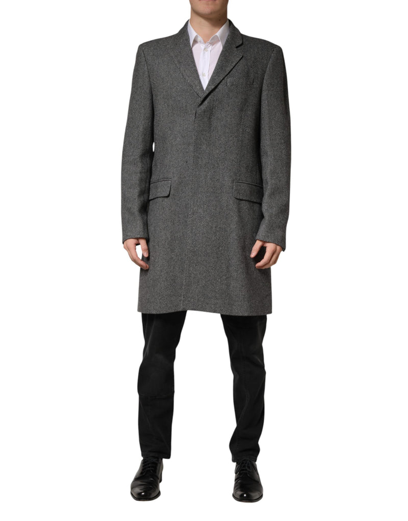 Abrigo trench gris de botonadura sencilla para hombre de Dolce & Gabbana