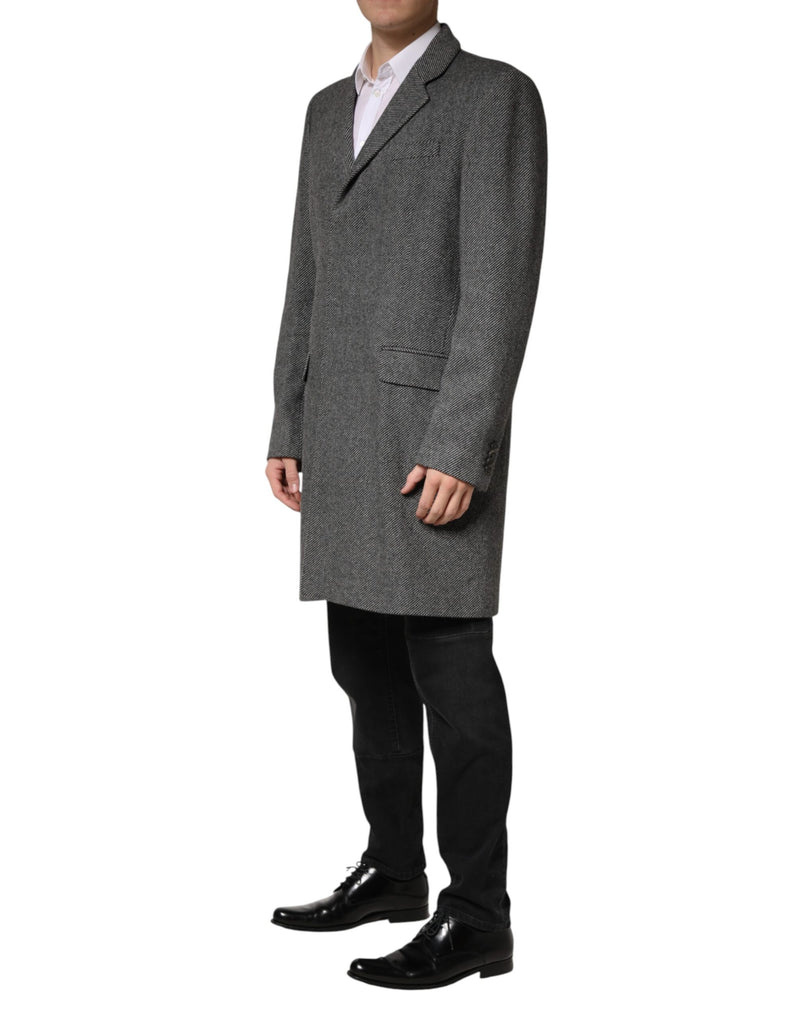 Abrigo trench gris de botonadura sencilla para hombre de Dolce & Gabbana