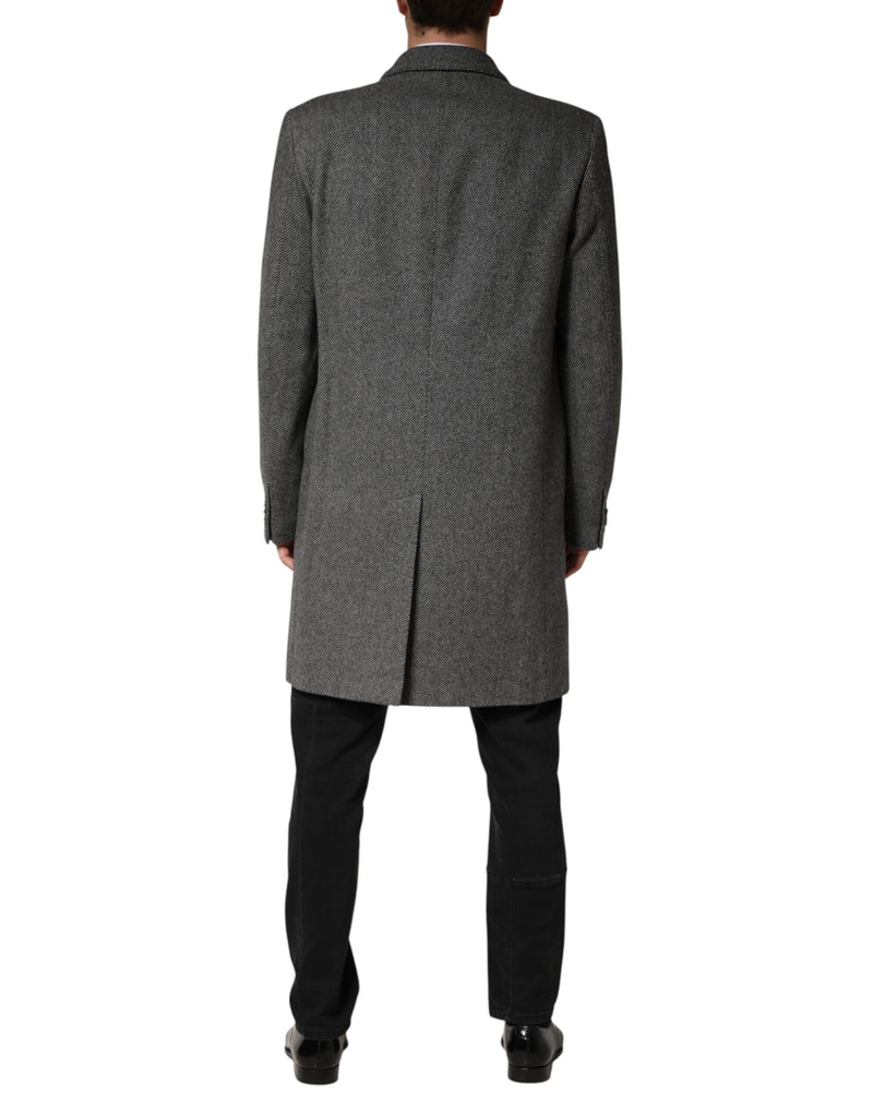 Abrigo trench gris de botonadura sencilla para hombre de Dolce & Gabbana
