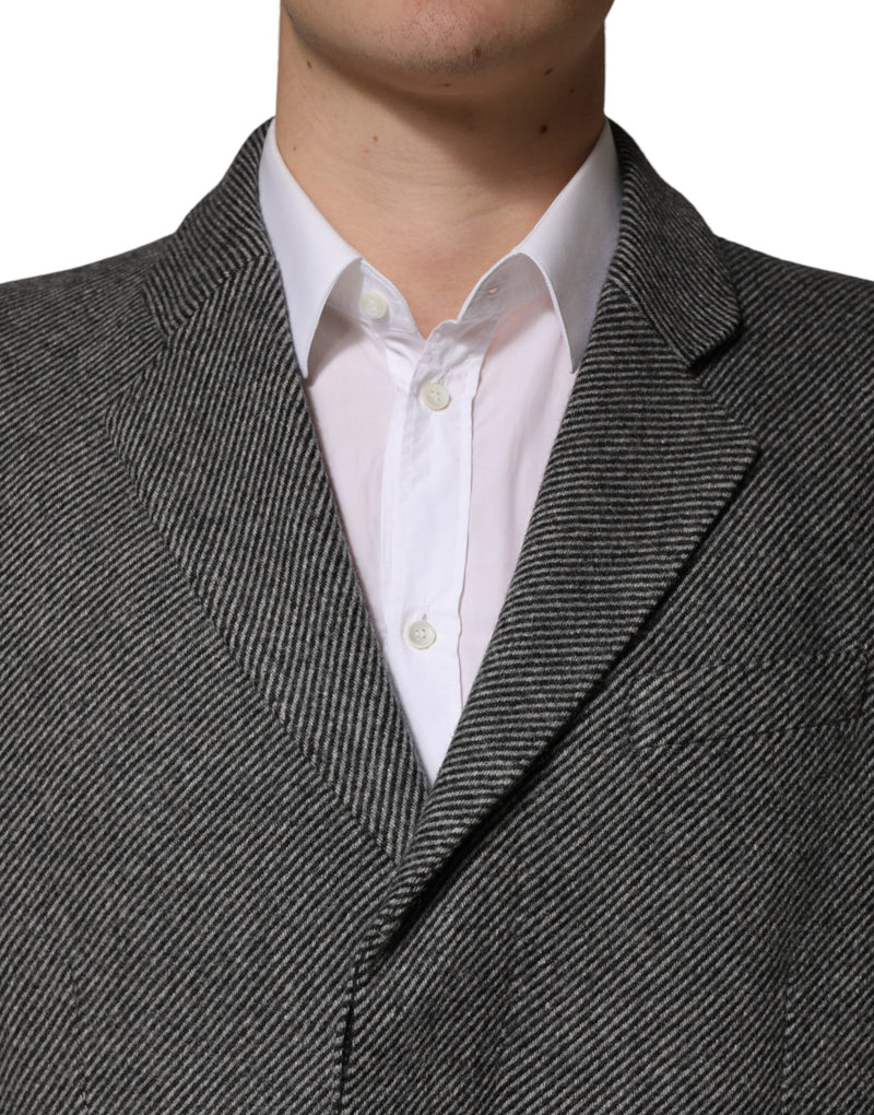 Abrigo trench gris de botonadura sencilla para hombre de Dolce & Gabbana