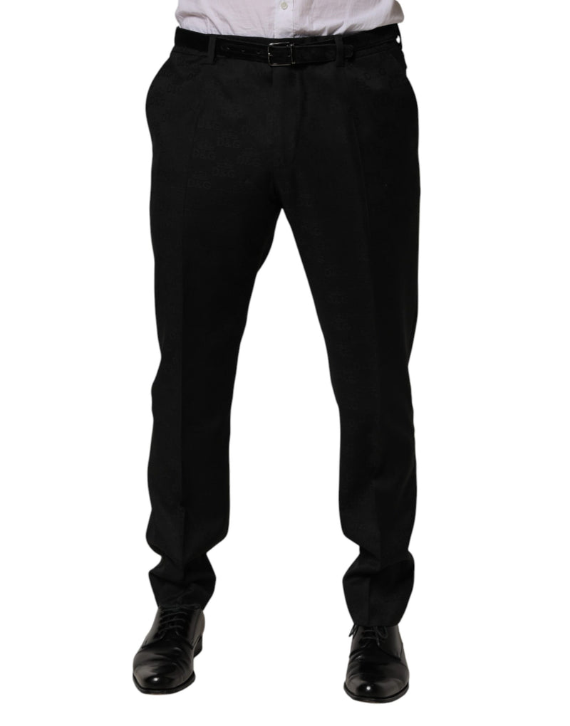 Pantalon de costume slim en laine noire Dolce & Gabbana