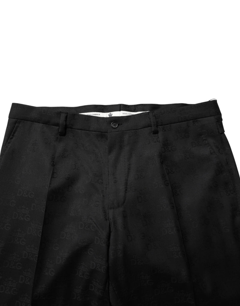 Pantalon de costume slim en laine noire Dolce & Gabbana
