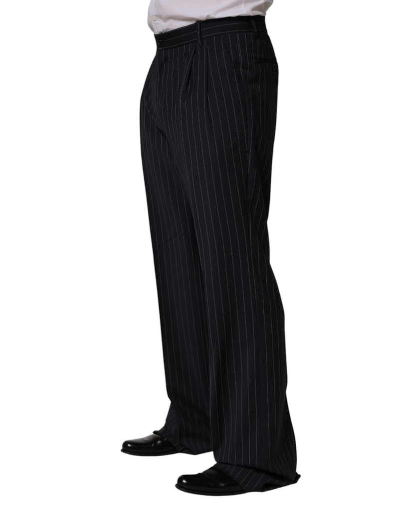 Pantaloni eleganti dritti neri a righe da uomo Dolce & Gabbana