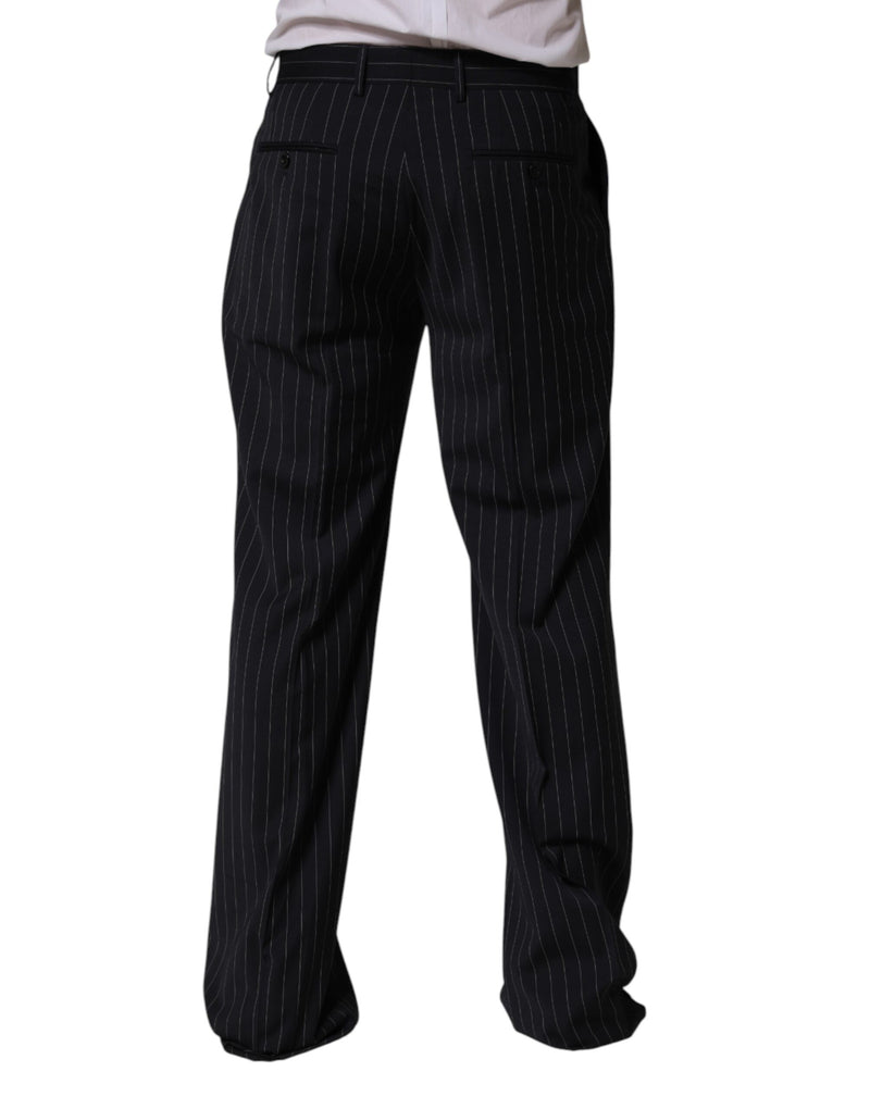 Pantaloni eleganti dritti neri a righe da uomo Dolce & Gabbana