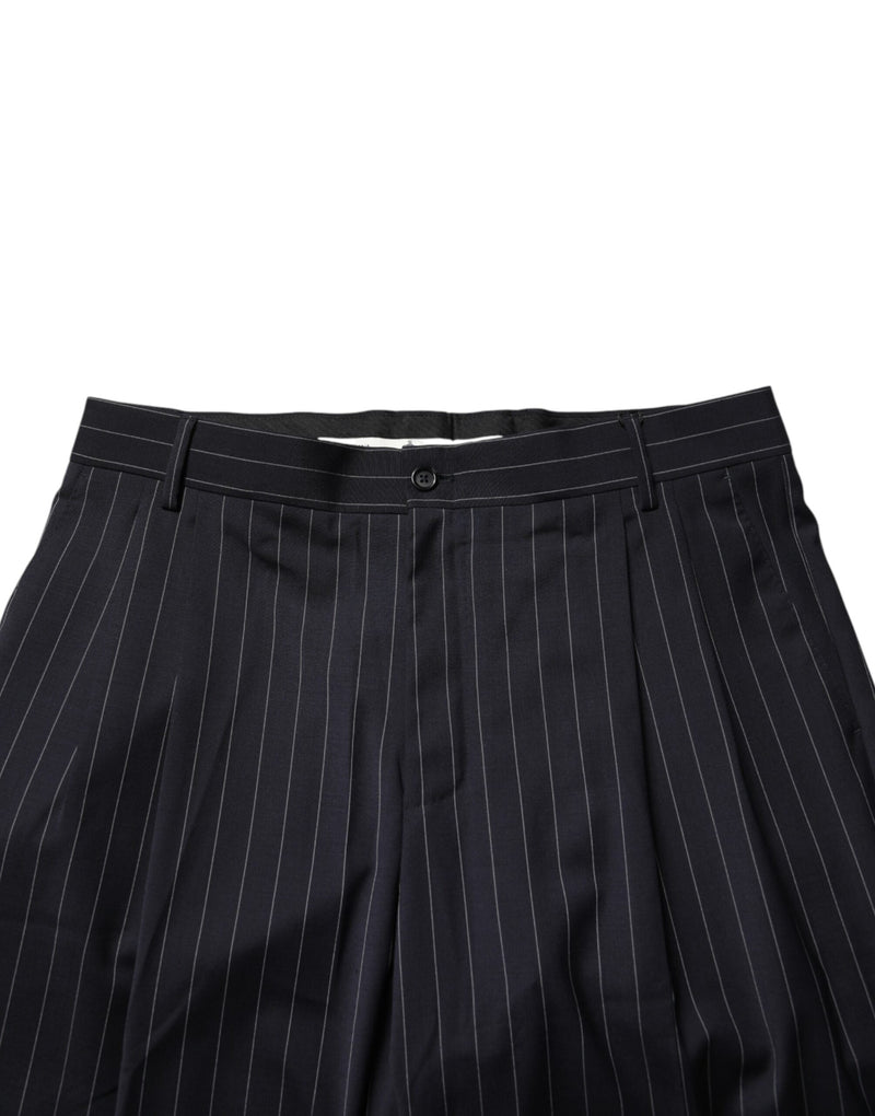 Pantaloni eleganti dritti neri a righe da uomo Dolce & Gabbana