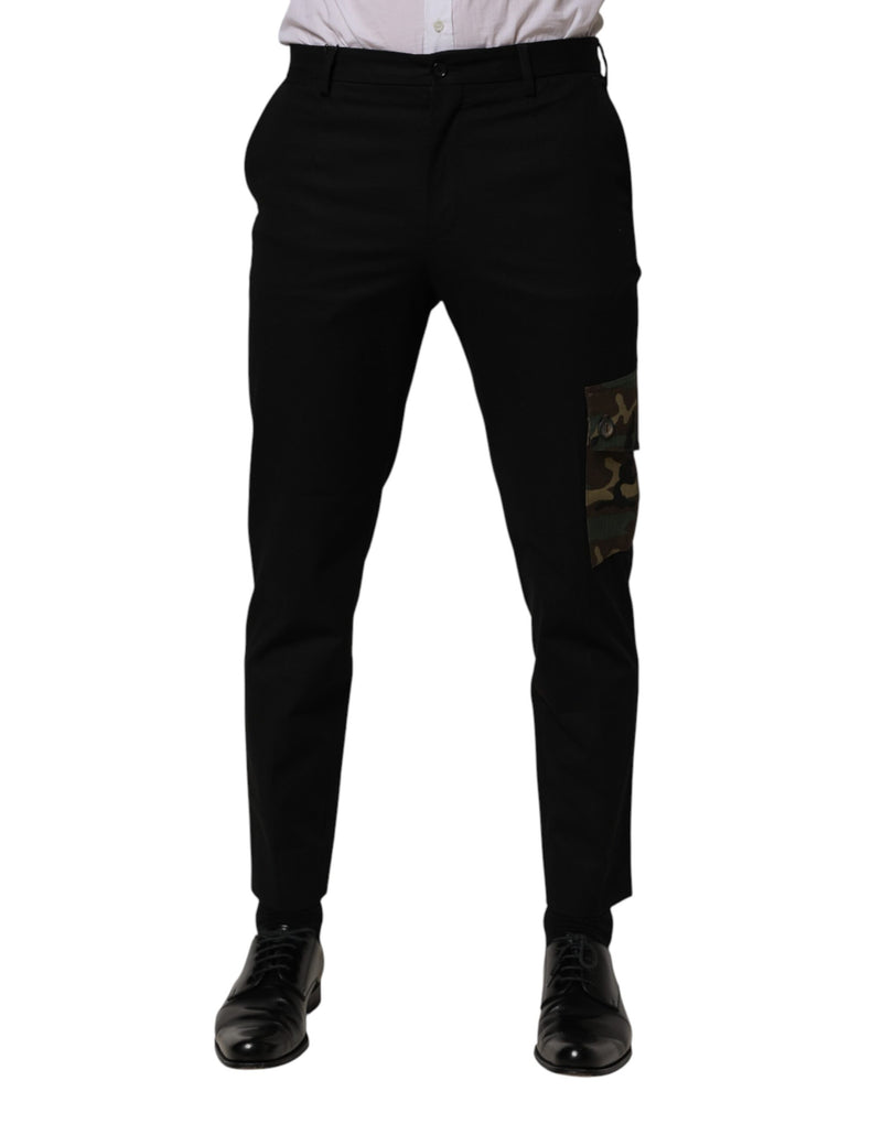 Pantalones de vestir cargo ajustados de algodón negro de Dolce & Gabbana