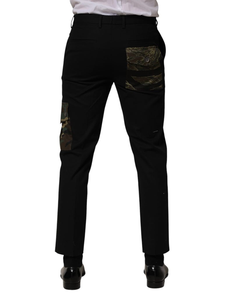 Pantalones de vestir cargo ajustados de algodón negro de Dolce & Gabbana