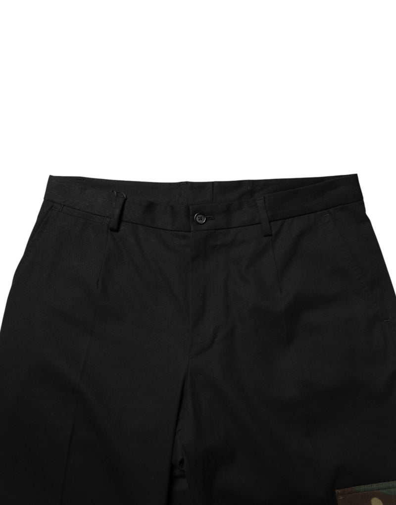 Pantalones de vestir cargo ajustados de algodón negro de Dolce & Gabbana