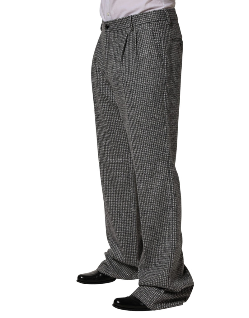 Pantalones de vestir rectos de pata de gallo gris de Dolce & Gabbana