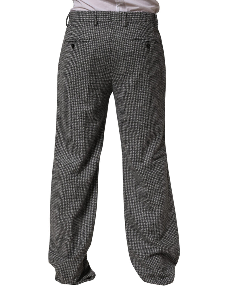 Pantalones de vestir rectos de pata de gallo gris de Dolce & Gabbana