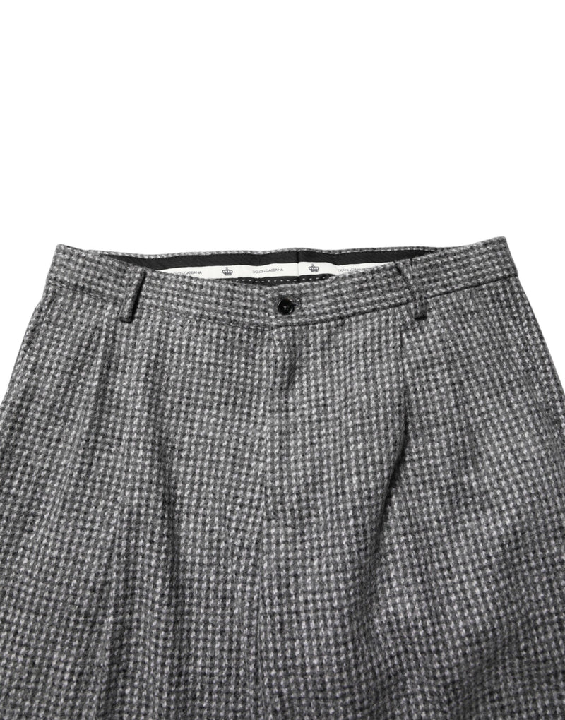 Pantalones de vestir rectos de pata de gallo gris de Dolce & Gabbana