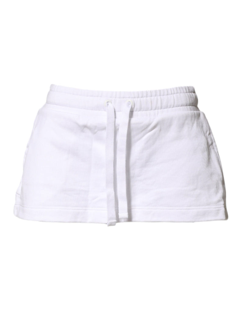 Saia mini evasê de cintura média em mistura de algodão branco Dolce & Gabbana