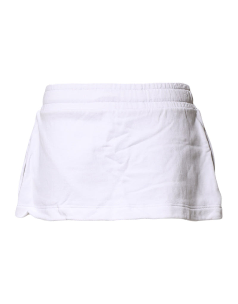 Saia mini evasê de cintura média em mistura de algodão branco Dolce & Gabbana