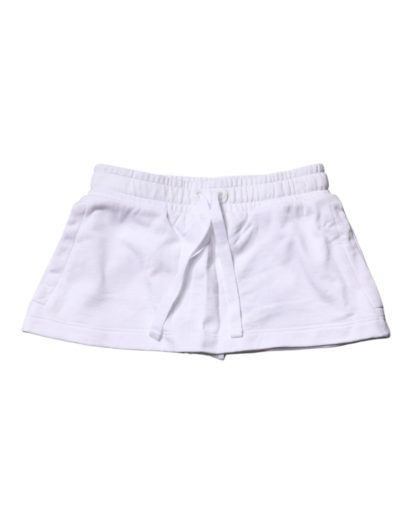Saia mini evasê de cintura média em mistura de algodão branco Dolce & Gabbana