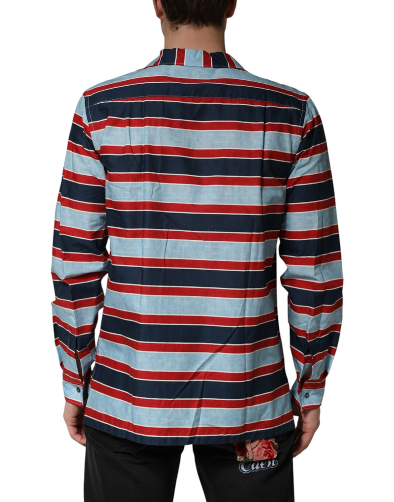 Dolce & Gabbana Camicia da uomo a righe multicolori in cotone con bottoni