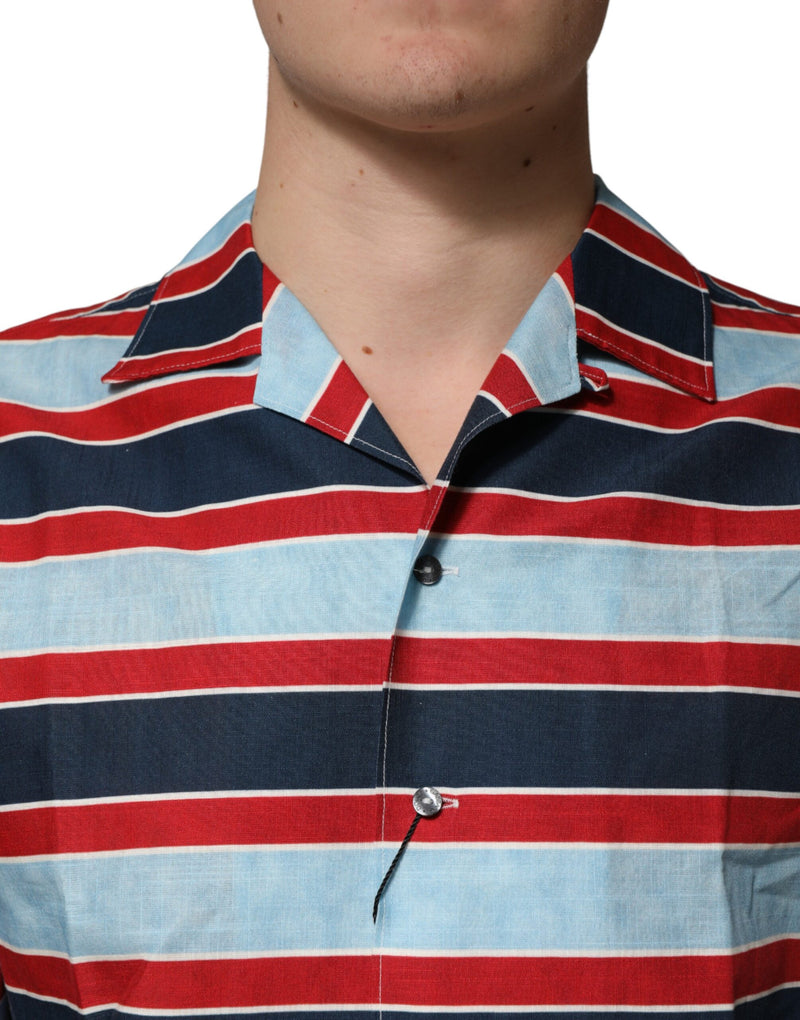 Dolce & Gabbana Camicia da uomo a righe multicolori in cotone con bottoni