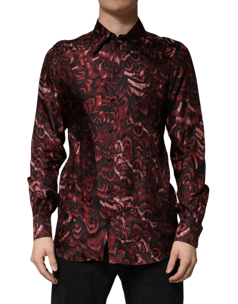 Chemise habillée à col, motif bordeaux, pour homme Dolce & Gabbana