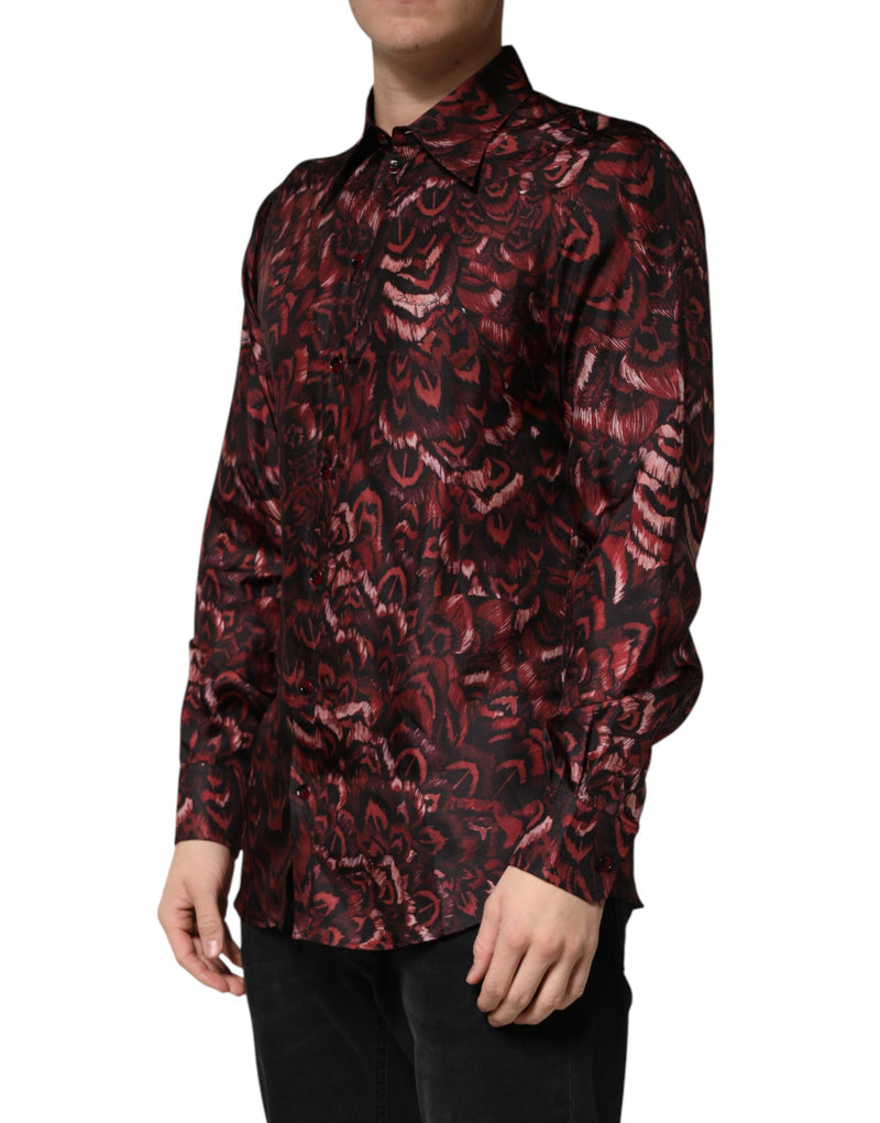 Chemise habillée à col, motif bordeaux, pour homme Dolce & Gabbana