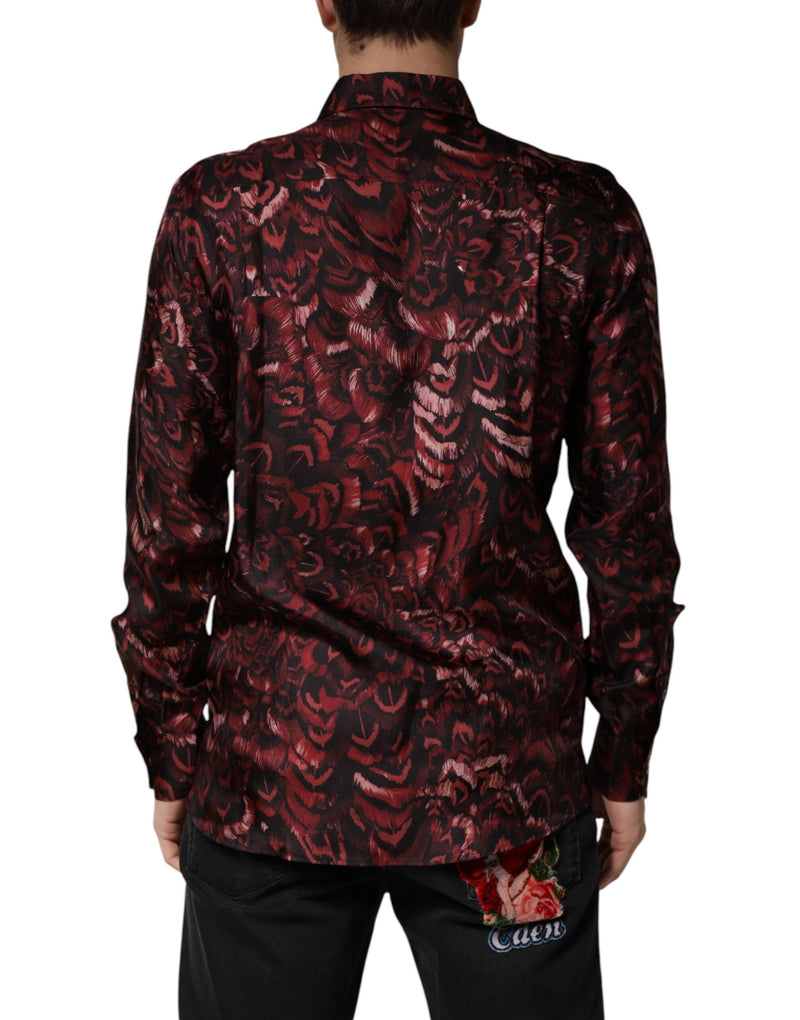 Chemise habillée à col, motif bordeaux, pour homme Dolce & Gabbana