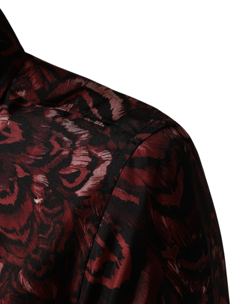 Chemise habillée à col, motif bordeaux, pour homme Dolce & Gabbana