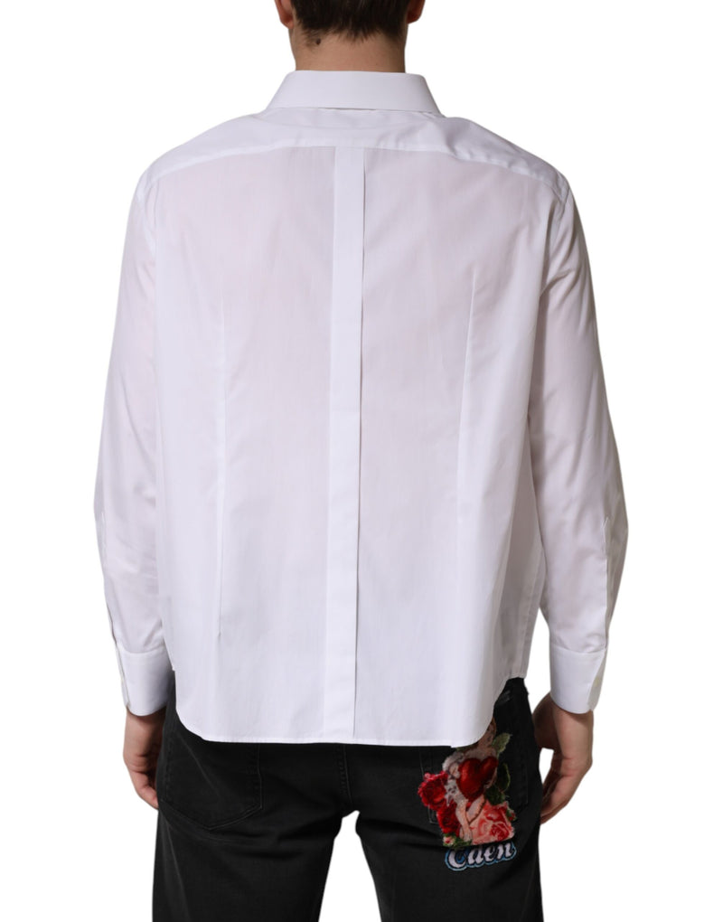 Camisa blanca de vestir de algodón SARTORIA con cuello de Dolce & Gabbana