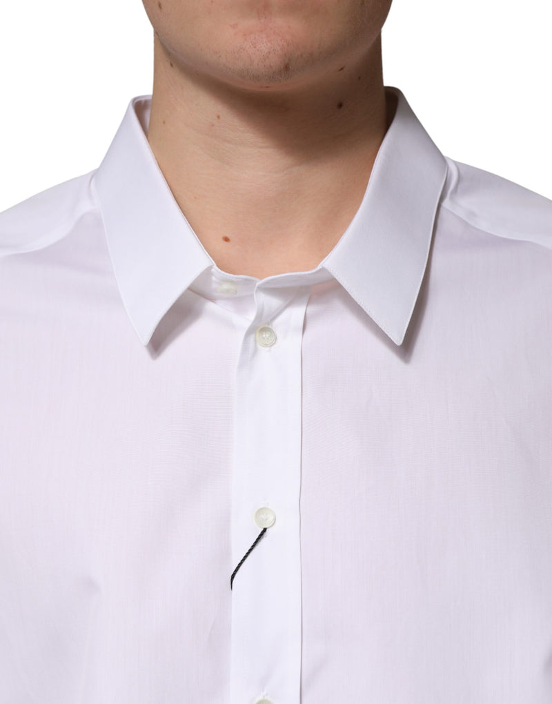 Camisa blanca de vestir de algodón SARTORIA con cuello de Dolce & Gabbana