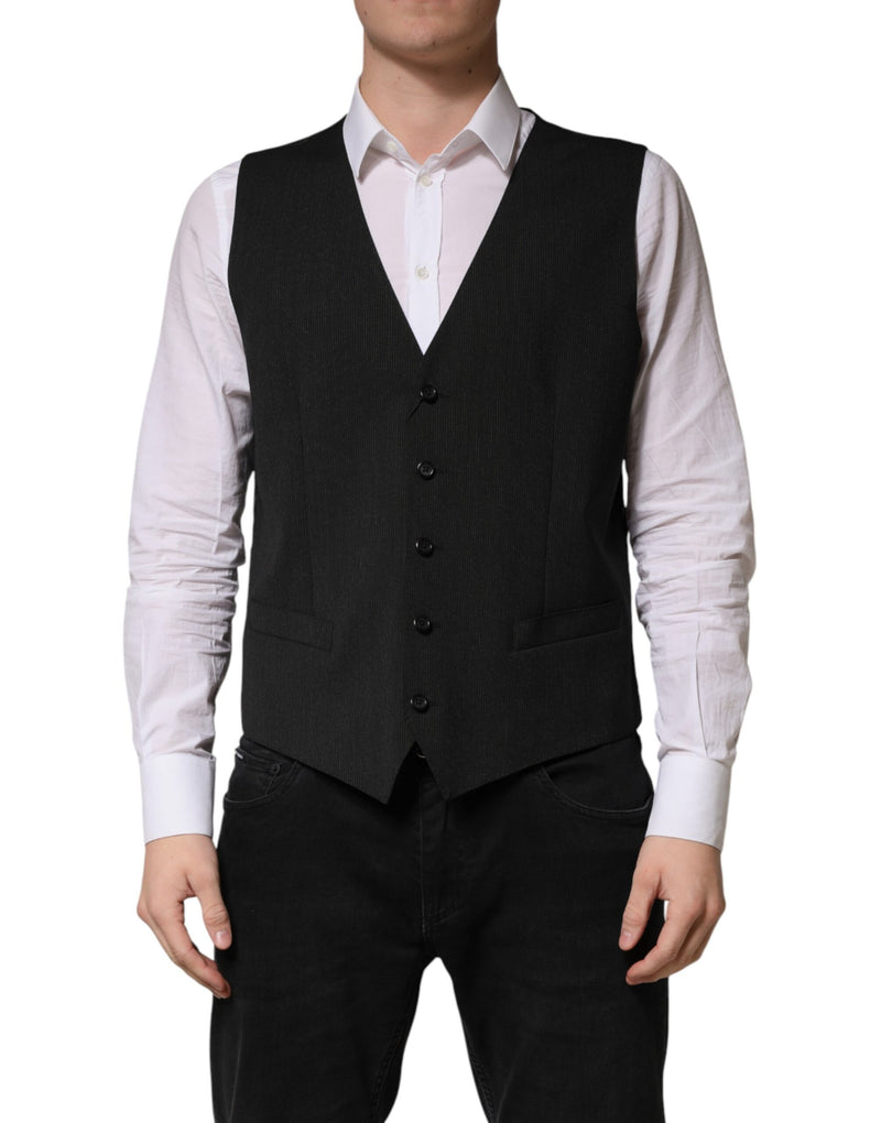 Gilet de costume formel en laine noire pour homme Dolce & Gabbana