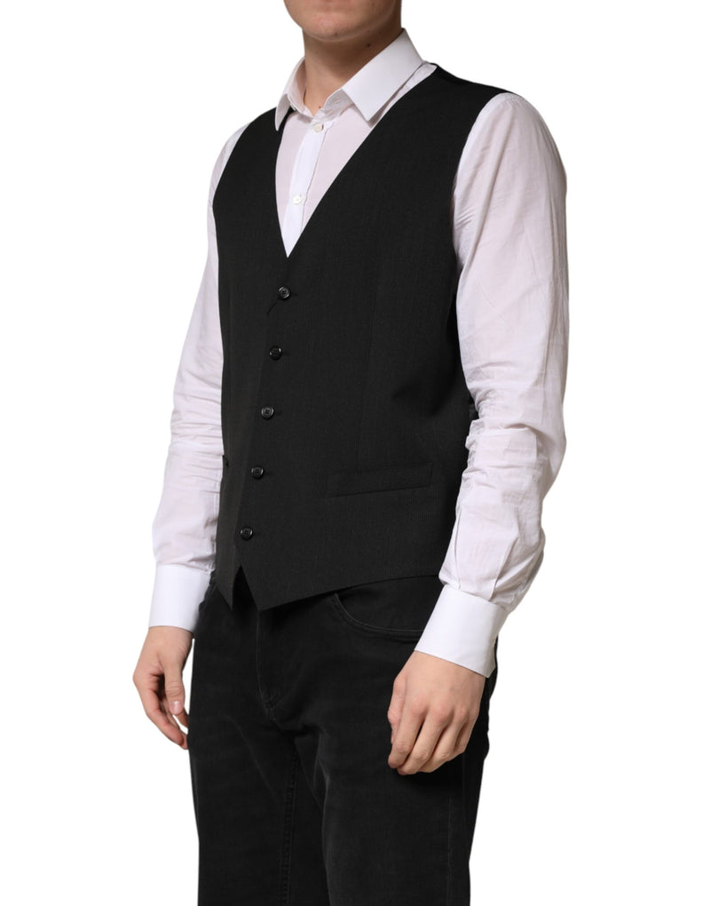Gilet de costume formel en laine noire pour homme Dolce & Gabbana