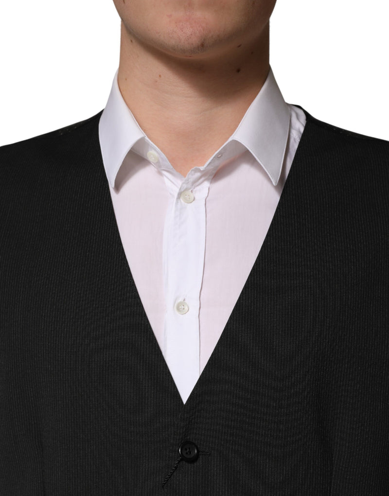 Gilet de costume formel en laine noire pour homme Dolce & Gabbana