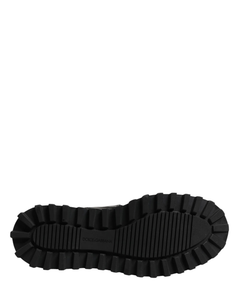 Botas con cordones de piel negra y placa DG Dolce & Gabbana