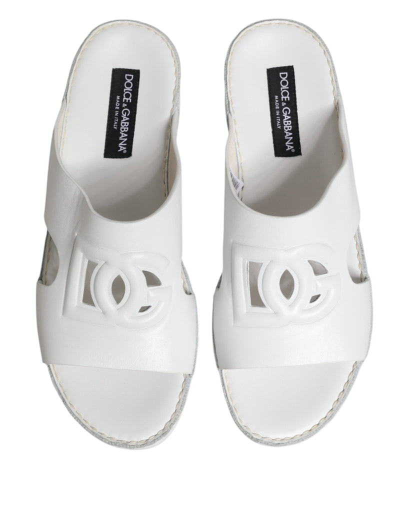 Ciabatte basse con intagli DG bianche Dolce & Gabbana