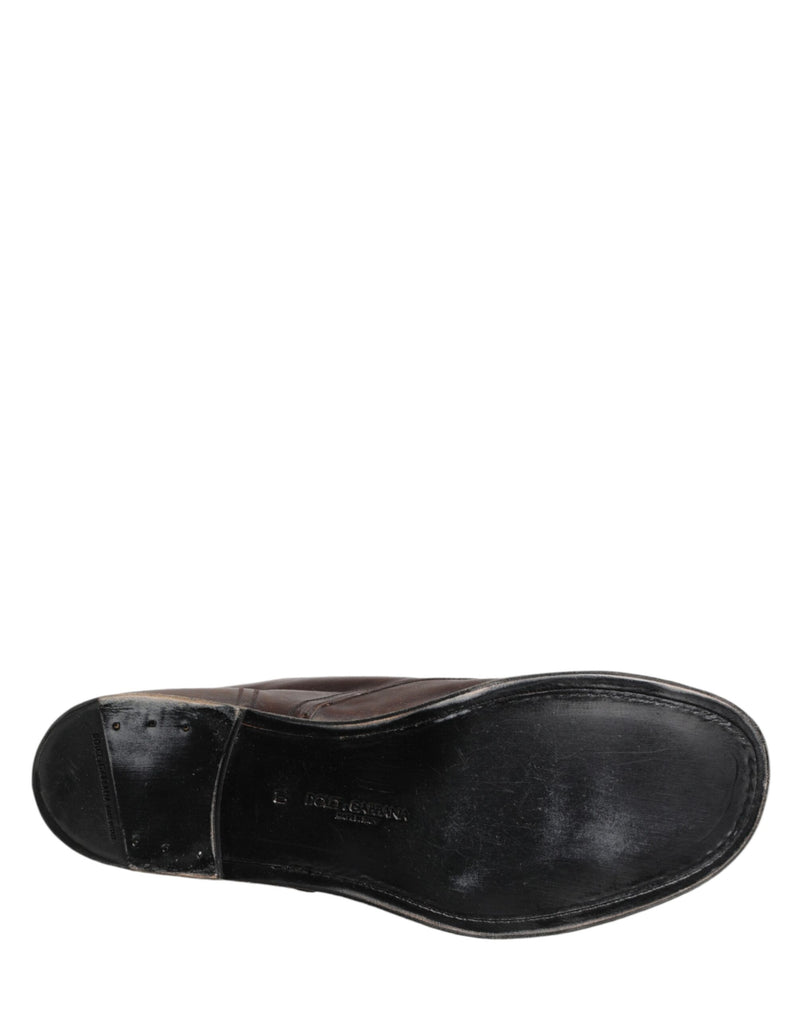 Botas marrones cortas al tobillo con cordones para hombre de Dolce & Gabbana