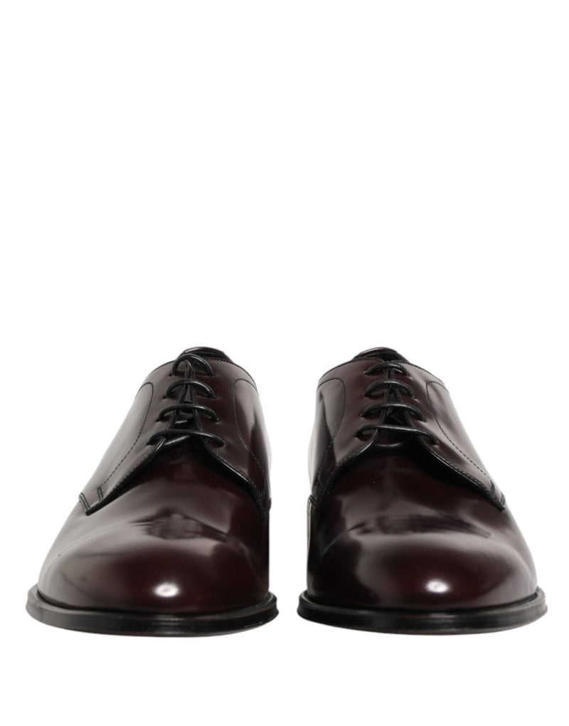 Sapatos Derby sociais masculinos em couro preto com cadarço Dolce & Gabbana