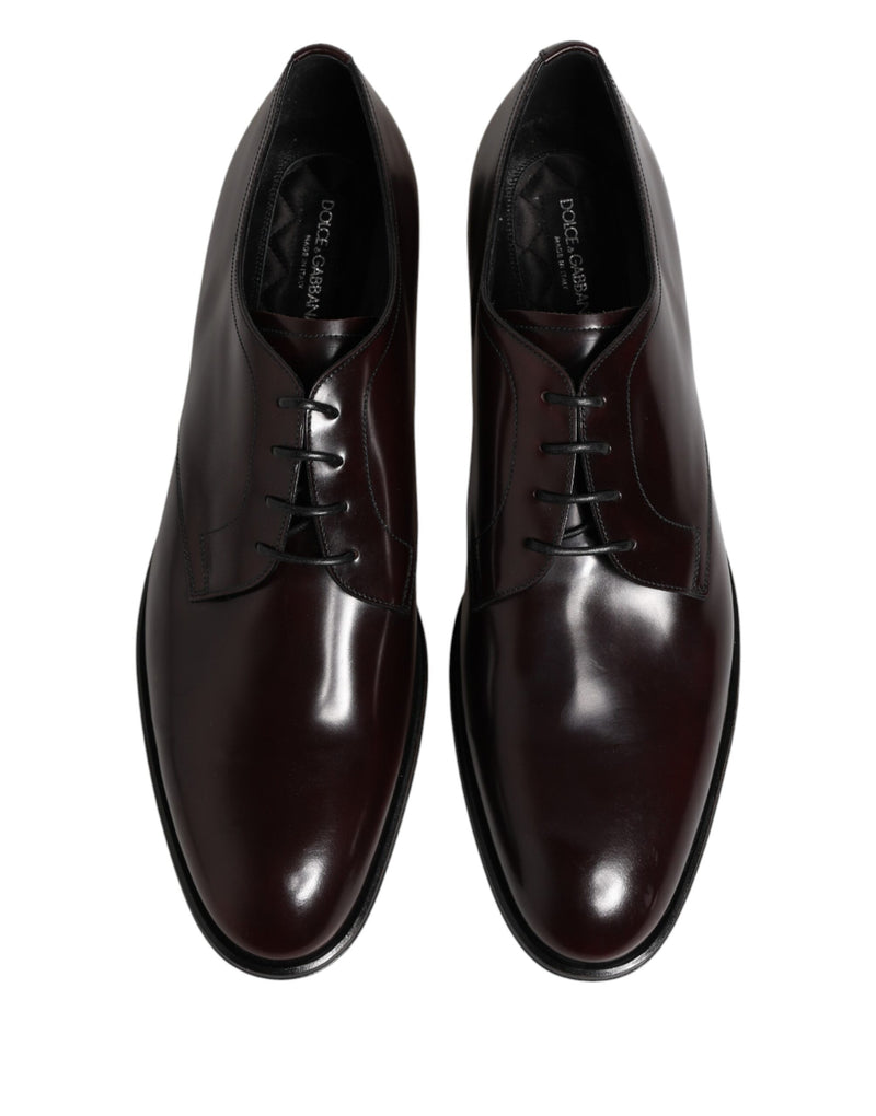 Sapatos Derby sociais masculinos em couro preto com cadarço Dolce & Gabbana