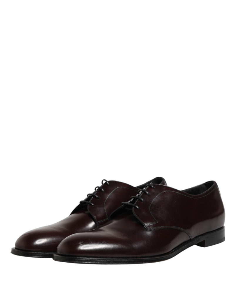 Sapatos Derby sociais masculinos em couro preto com cadarço Dolce & Gabbana